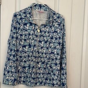 Lilly Pulitzer Blue and White Patterned Top